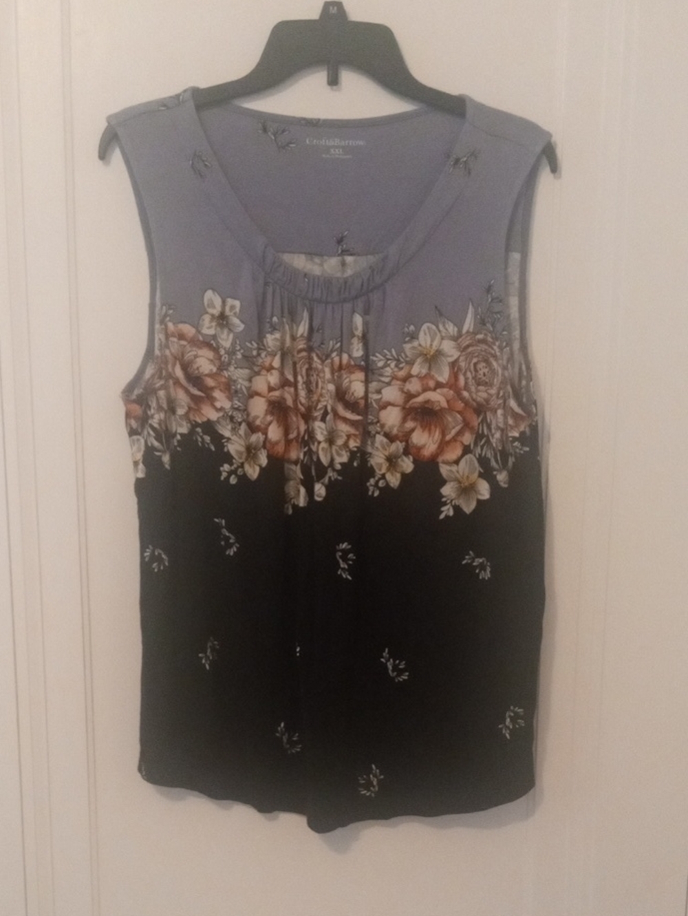 croft & barrow Lavender and Black Floral Sleeveless top, XXL